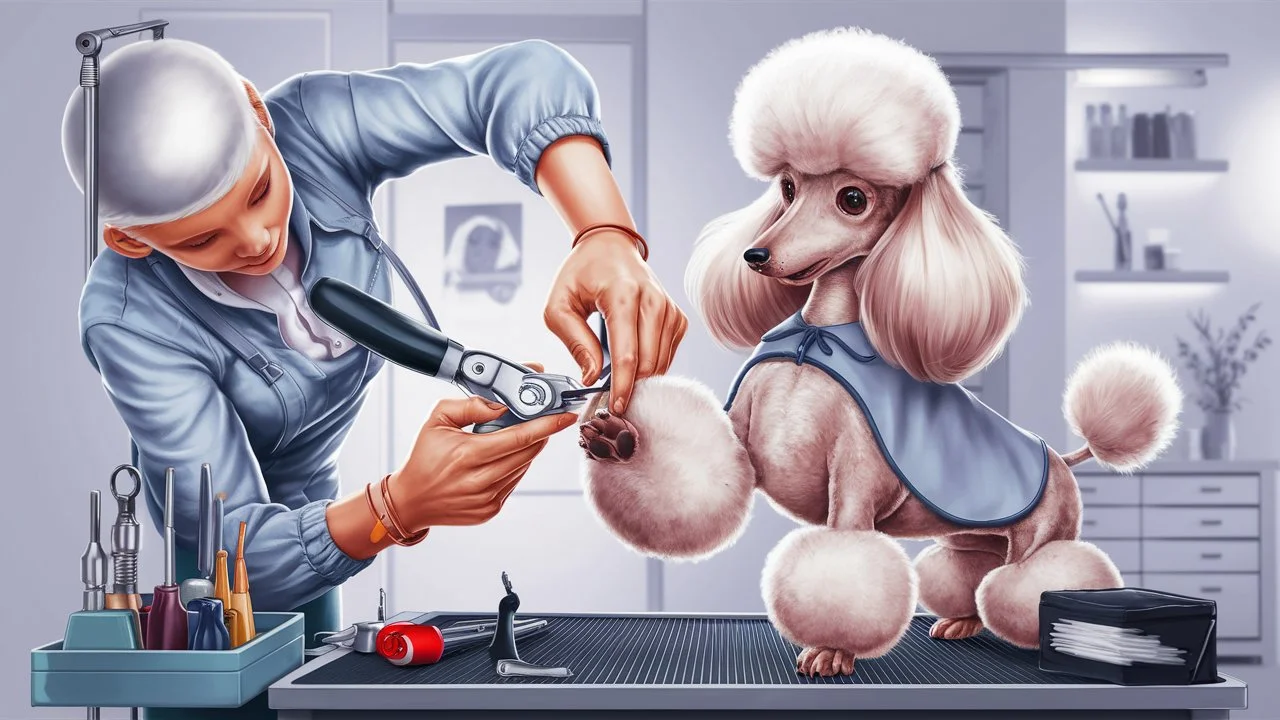 Poodle nail trimming